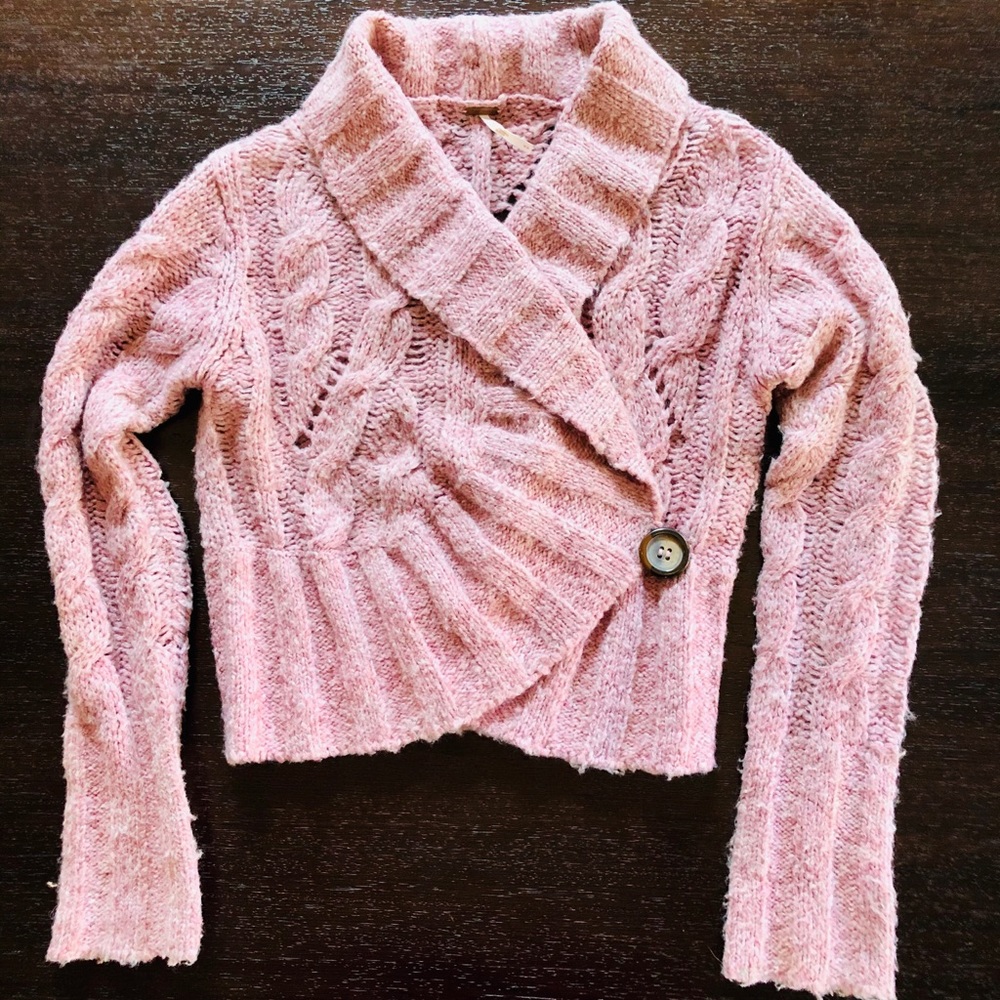 Free People Blush Knit Cropped Cardigan Sweater - Picture 2 of 8